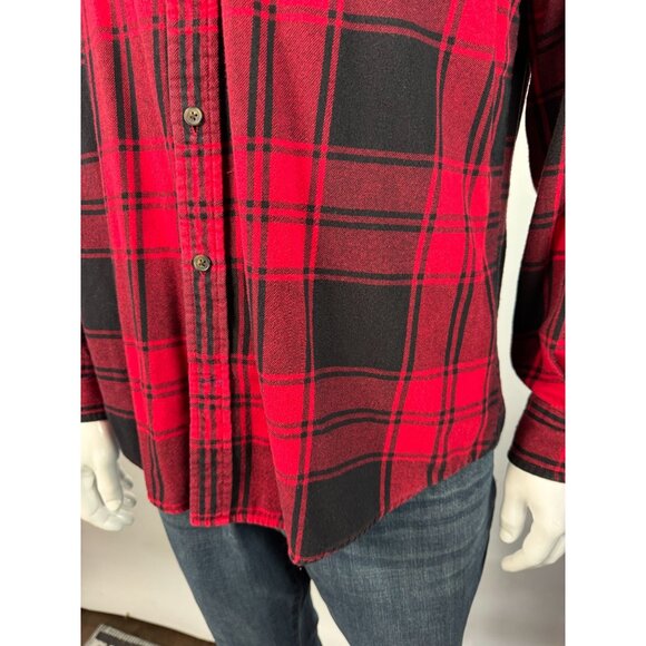 Mens Red & Black Plaid Button-Up Shirt By St. Johns Bay M - Picture 15 of 16
